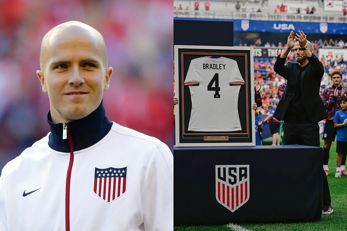 La légende du soccer américain Michael Bradley honoré avant le match amical contre la Corée du Sud.