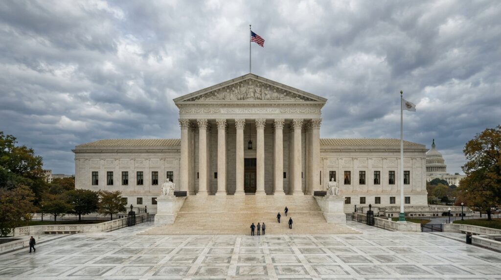 Façade de la Cour suprême des États-Unis avec ses colonnes caractéristiques