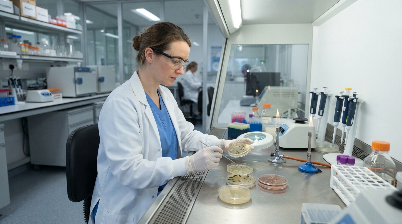 Analyse en laboratoire d'échantillons bactériologiques dans un établissement de santé